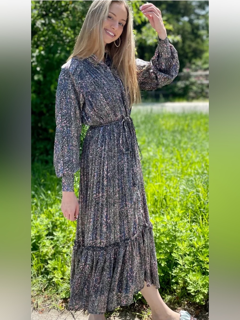 MAPLE & CLIFF FLOWY FLORAL SHIRTDRESS